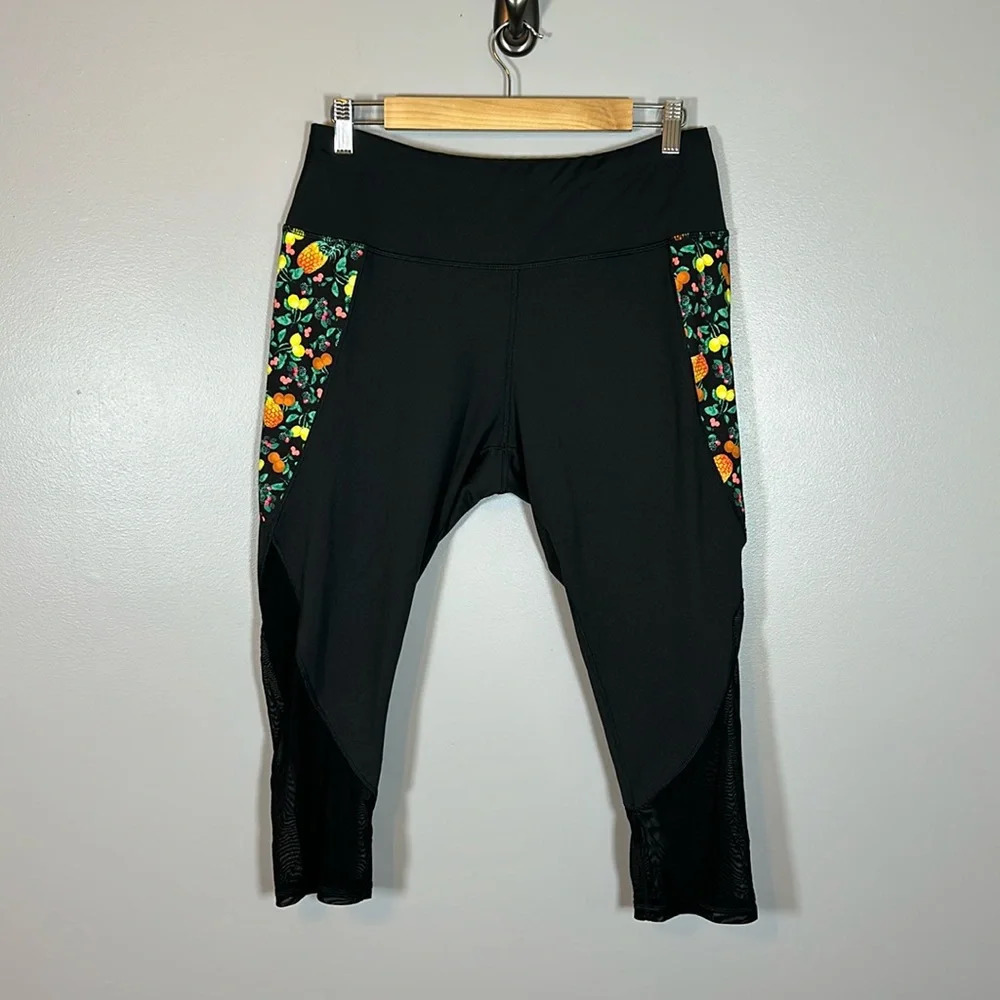 ZELOS Curvy Cropped Leggings Fruit and Mesh Details Women’s Size 1X